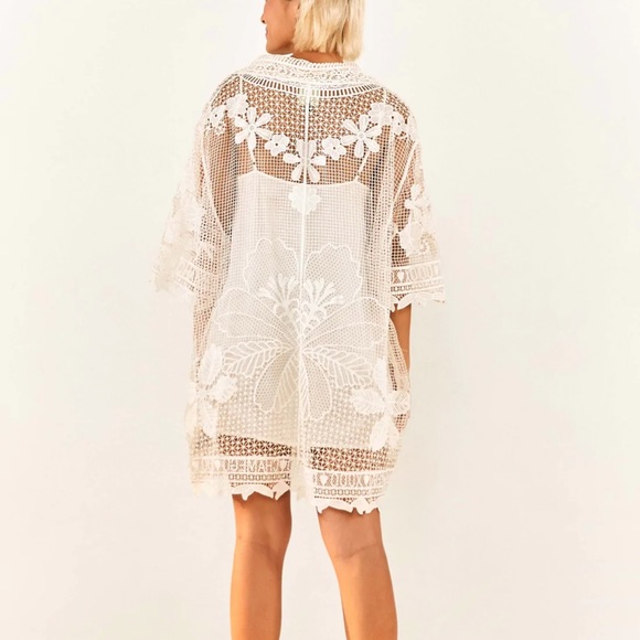 Farm Rio white Tropical Wind Guipure Lace Dress new with tags L - Picture 3 of 6